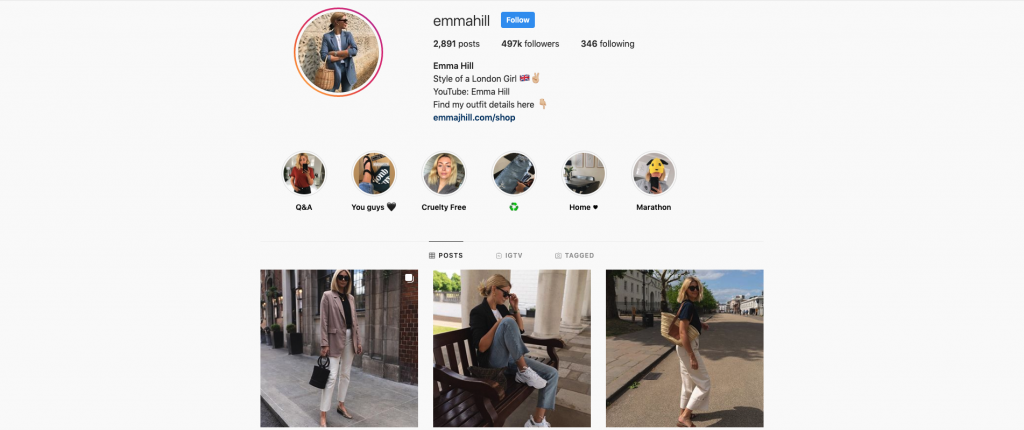 Emma Hill Instagram Influencer