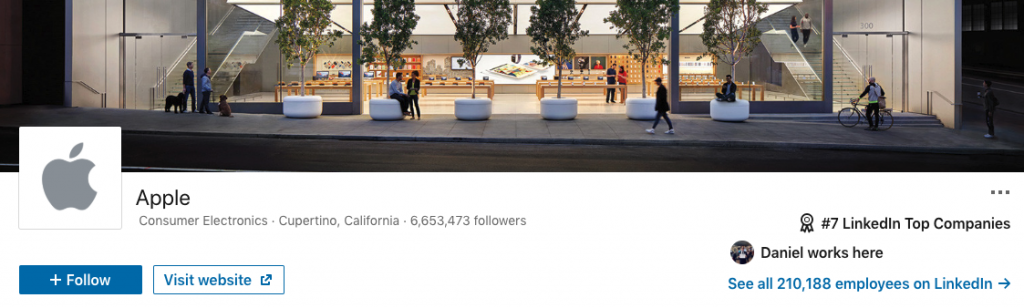 Apple's LinkedIn profile