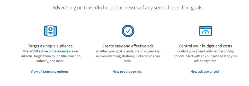 LinkedIn advertising information