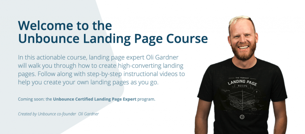 unbounce landing page course promo