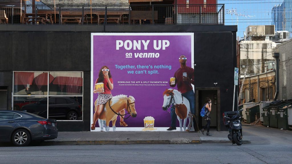 photo of a billboard for Venmo's Pony Up Advertising Campaign