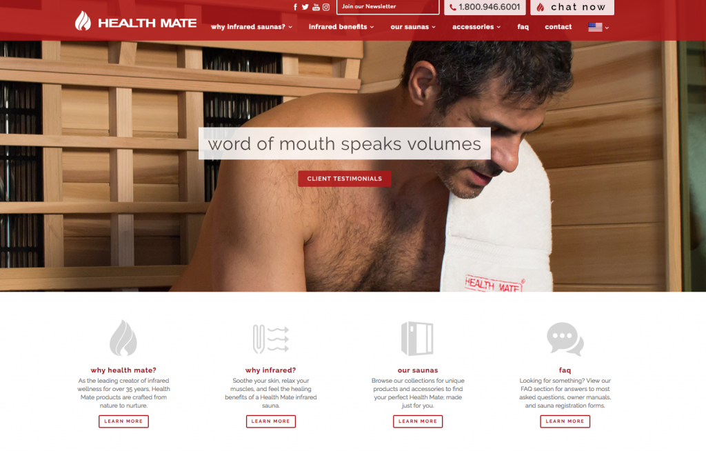 Health Mate Sauna Website Design 