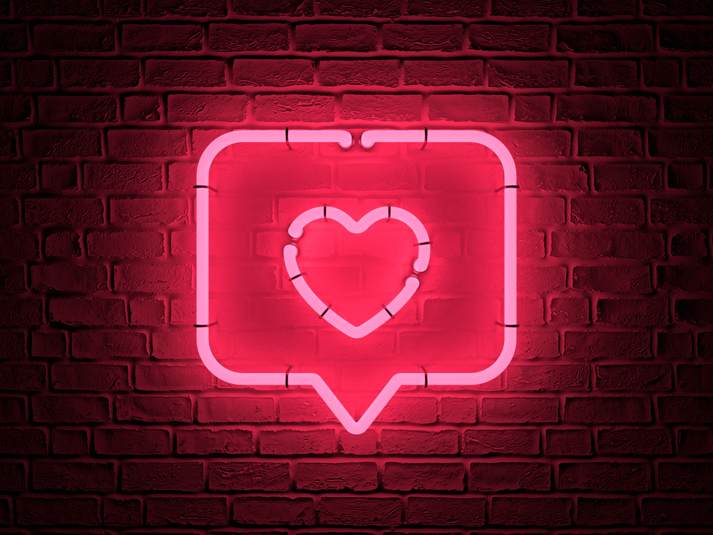 red neon instagram heart sign 