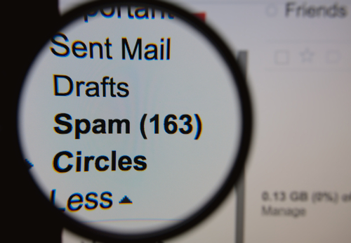 up-close image of spam folder in email