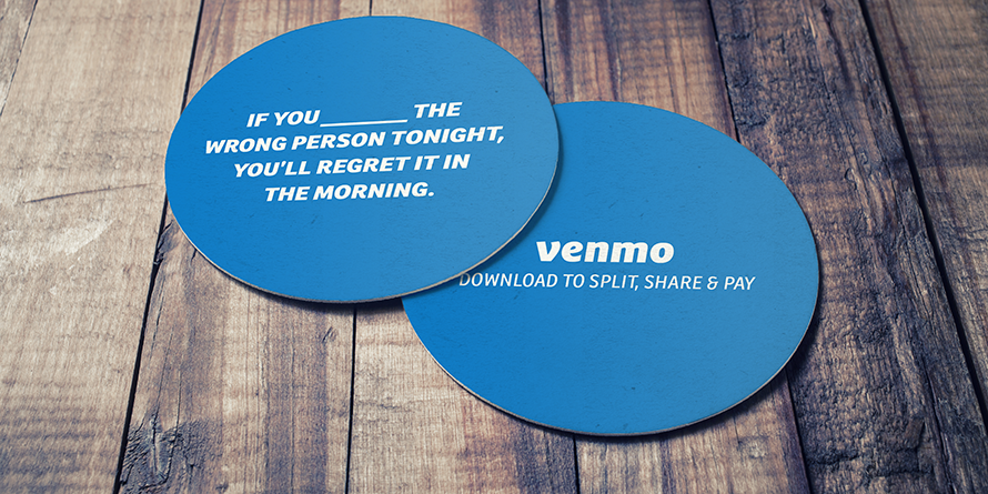 photo of venmo venmo decorative coasters displaying advertising copy