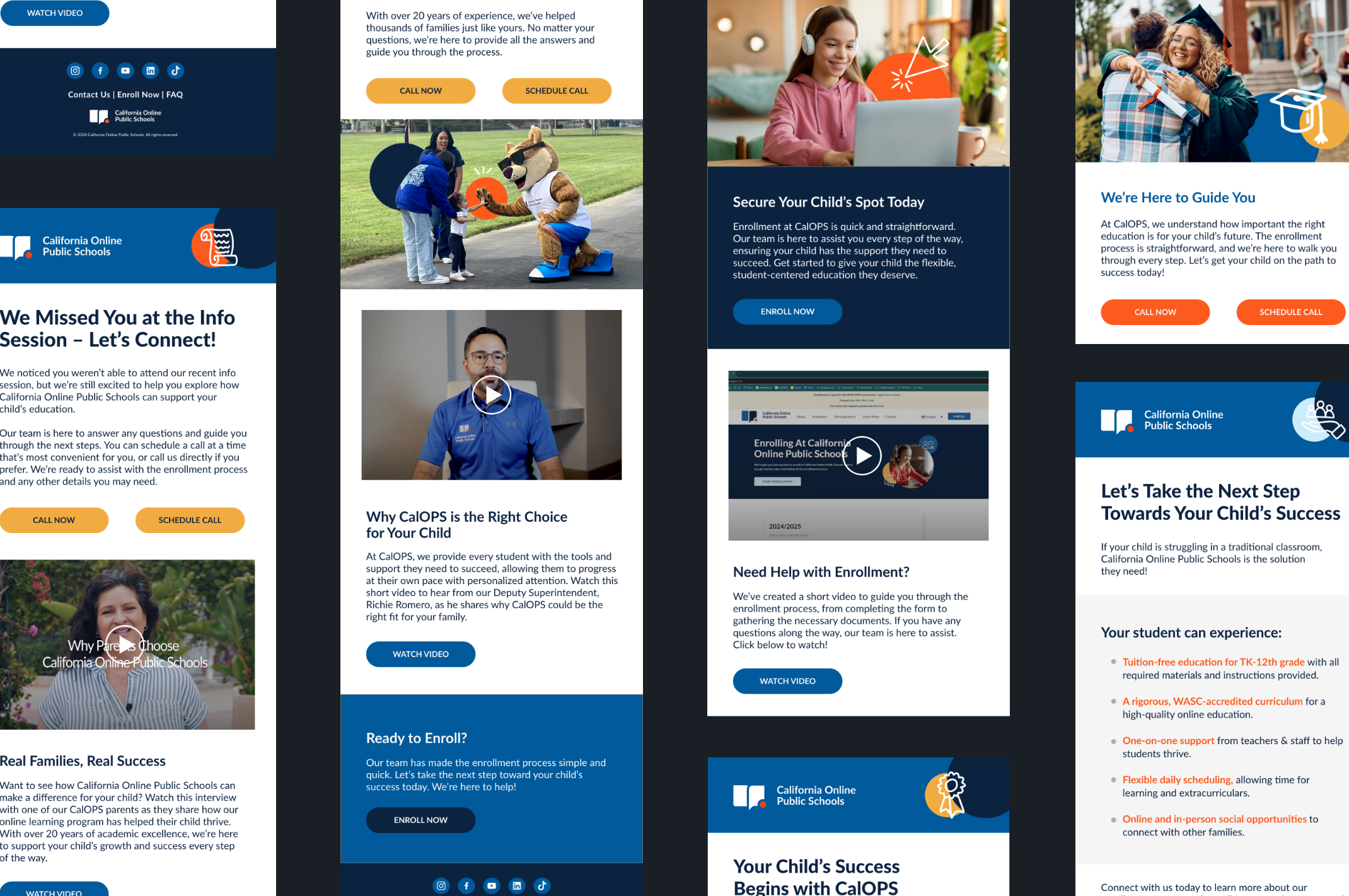Examples of email marketing drip series from CalOPS done by Brandastic