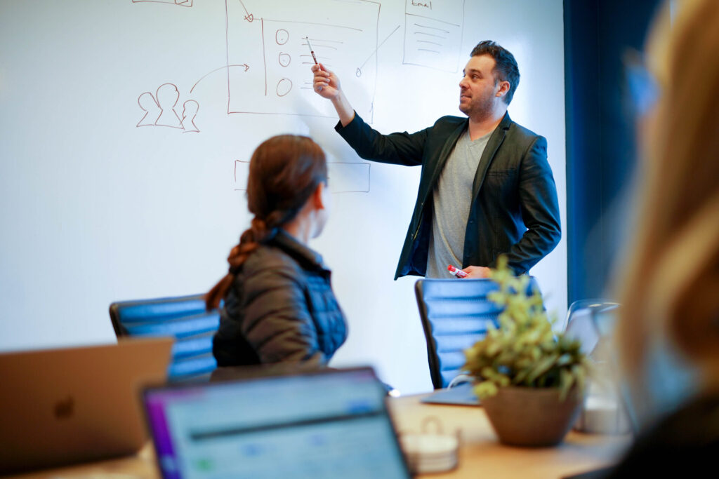 The Brandastic team discussing client strategy.